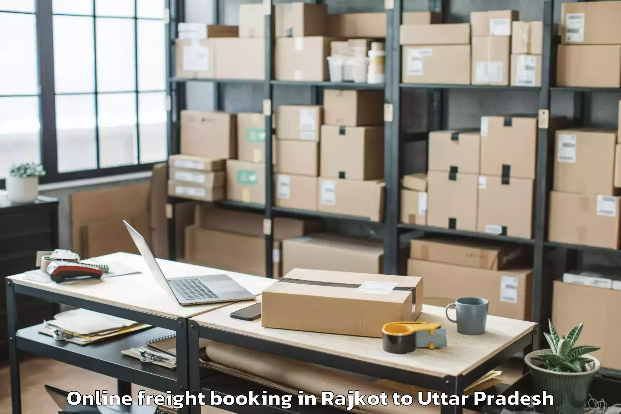 Top Rajkot to Ramkola Online Freight Booking Available